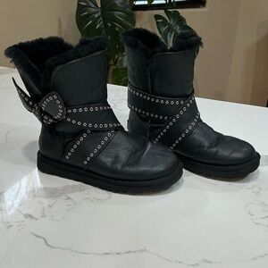UGG Black Mabel leather Studded Bow Boots